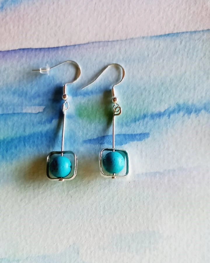 Turquoise lavendel kraaltjes Santorin zilver 925 creatie – photo 3